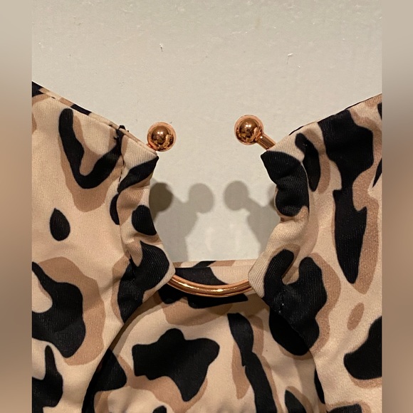 3/$30* M Shein Camo Gold-tone Ring Bikini Top Adj Strap Camouflage Medium Women - Picture 2 of 5